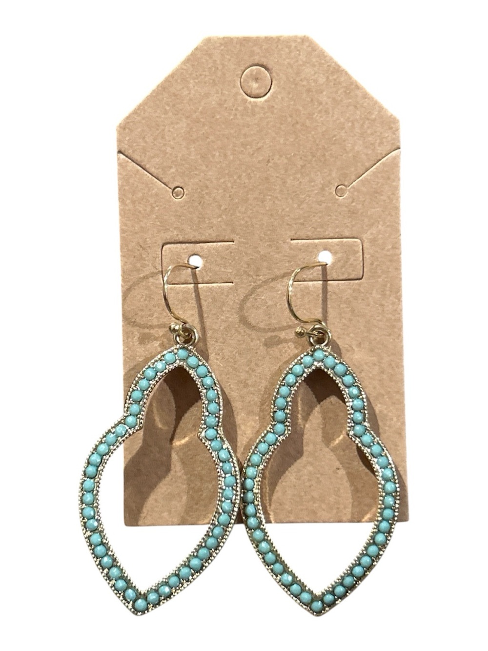 Gold-Tone Turquoise/Teal Beaded Open Teardrop Earrings - Women Jewelry